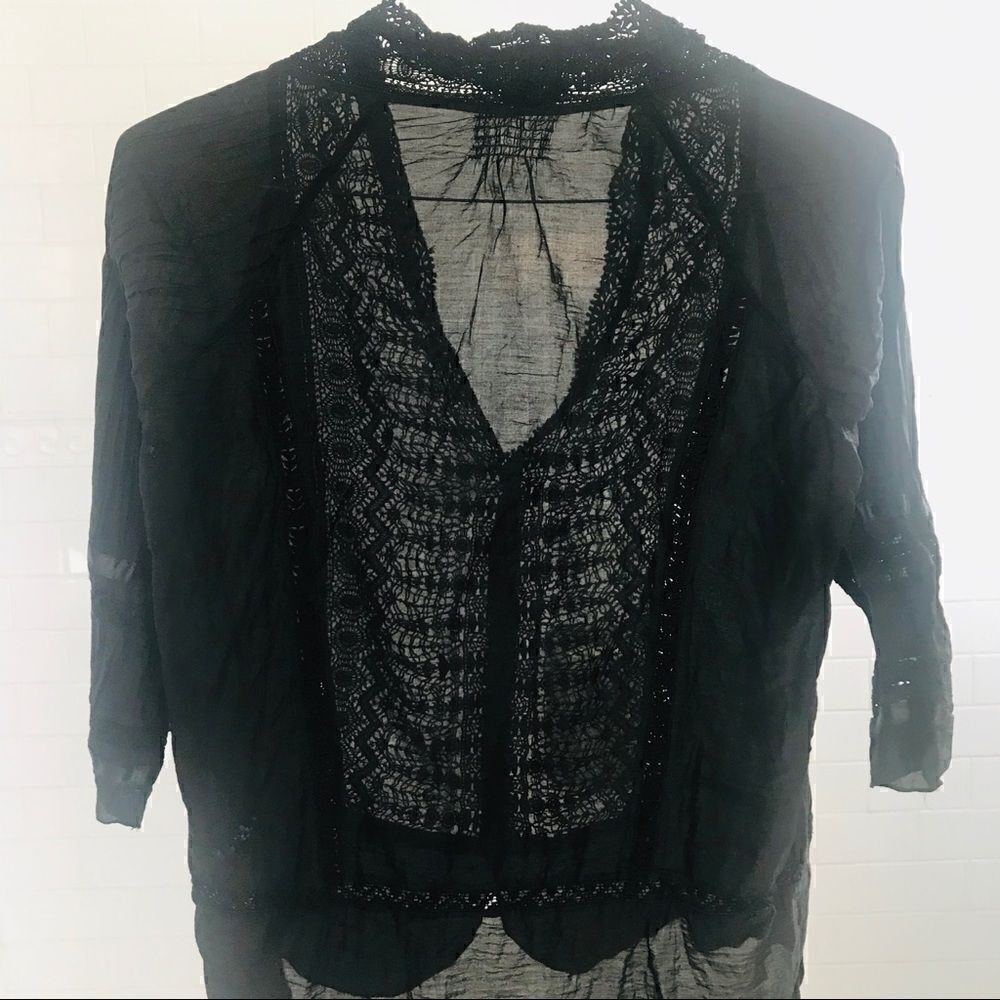 Anthropologie TINY black see through lace blouse - Picture 1 of 4